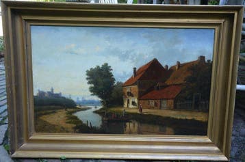Johannes Frederik Hulk (1829-1911) - Rivierlandschap met