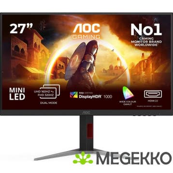 AOC G4 U27G4XM 27  4K 160Hz / FHD 320Hz MiniLED IPS Monitor, Verzenden