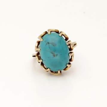 Zonder minimumprijs - Ring - 18 karaat Geel goud Turquoise, Nieuw