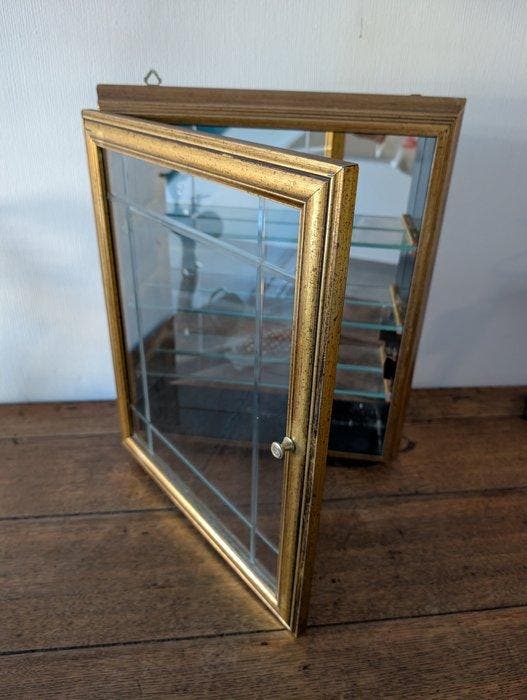 Vitrinekast - Hout, Glas, Spiegel - Vintage wandvitrine, Antiek en Kunst, Kunst | Designobjecten