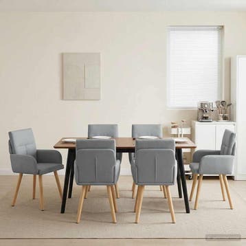 vidaXL Eetstoelen 6 st Stof Lichtgrijs 60 x 56 x 85 cm, Verzenden, Nieuw