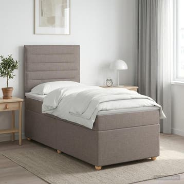 vidaXL Boxspringbed met matras met hoofdeinde Taupe 80 x 200, Verzenden