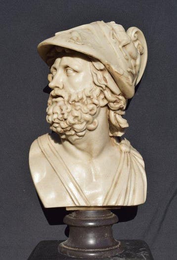 sculptuur, Menelao - 57 cm - gereconstrueerd Carrara-marmer, Antiek en Kunst