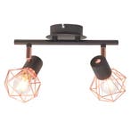 vidaXL Plafondlamp met 2 spotlights E14 zwart en koper, Huis en Inrichting, Verzenden, Nieuw