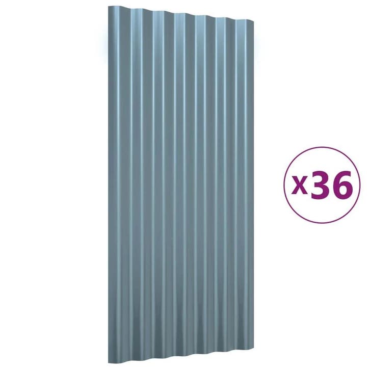 Dakpanelen 36st - Retour deal - 34% korting!, Doe-het-zelf en Bouw, Dakpannen en Dakbedekking, Grijs, Zo goed als nieuw, Metaal
