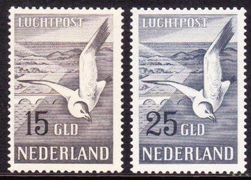 Pays-Bas 1951 - Courrier aérien Zeemeeuwen 15 Gld et 25 Gld, Gestempeld