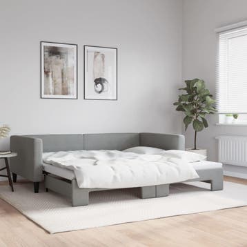 vidaXL Slaapbank met onderschuifbed 100x200 cm stof, Verzenden
