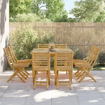 vidaXL Opklapbare stoelen, 8 stuks, 43x54x88 cm, bamboe, Verzenden, Nieuw