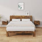 vidaXL Nachtkastjes 2 st wandgemonteerd 34x30x20 cm gerookt, Verzenden