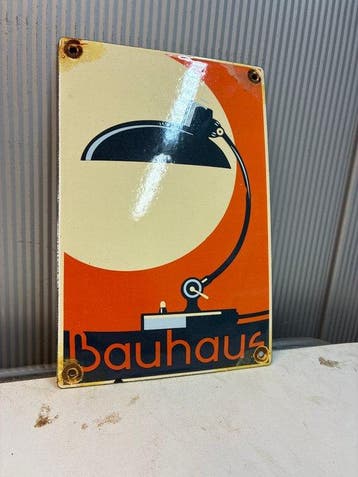 Bauhaus – Design Bureaulamp – Emaille Reclamebord - Emaille