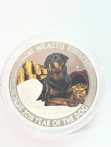 Tuvalu. 1 Dollar 2018, Good Fortune - Lunar Dog, 2 x 1 oz