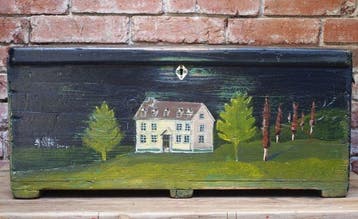 Kist - Polychroom hout - beschilderde houten kist