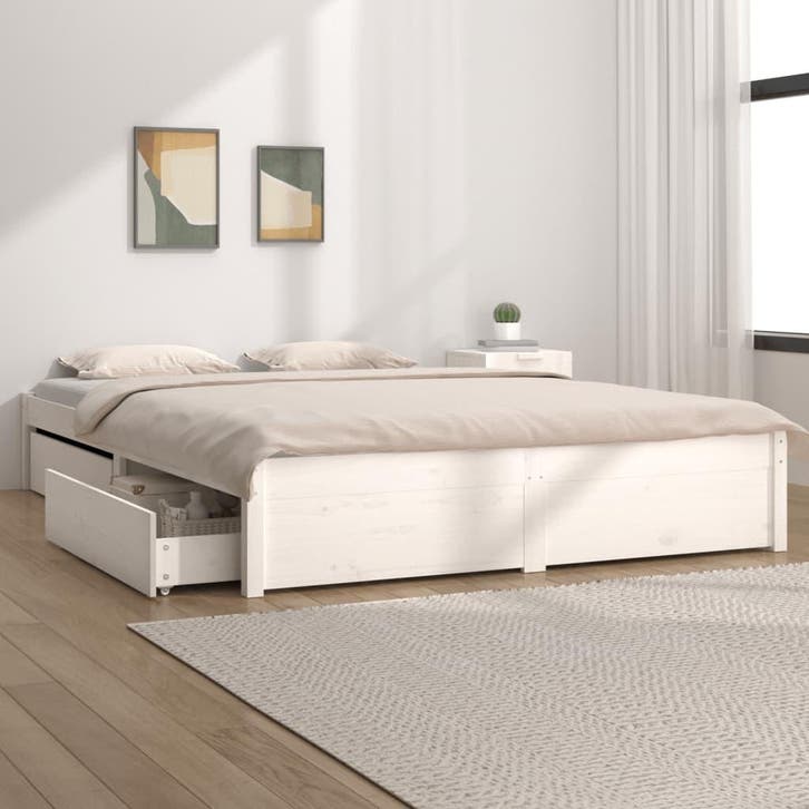 vidaXL Bedframe met lades wit 140x200 cm, Huis en Inrichting, Slaapkamer | Bedden, Nieuw, Verzenden