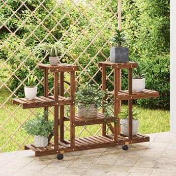 vidaXL Plantenstandaard met wielen 110x25x78 cm massief, Tuin en Terras, Verzenden, Nieuw