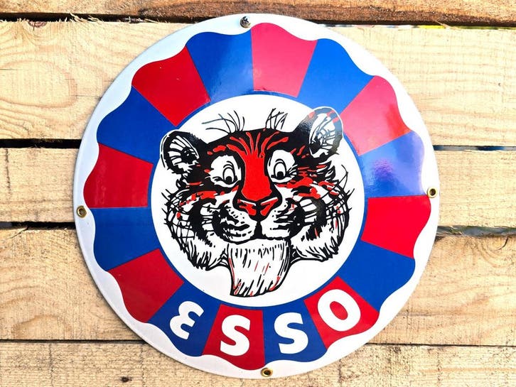 Esso Tiger vintage - Emaille bord, Verzamelen, Merken en Reclamevoorwerpen, Verzenden