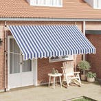 vidaXL Luifel handmatig uittrekbaar 400 cm blauw en witte, Verzenden