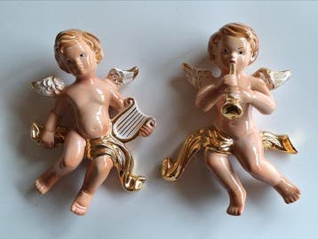 Jema - Beeldje - Paar engelen - 18,5 cm (2) - Porselein,, Antiek en Kunst