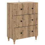 vidaXL Ladekast Artisanaal eiken 66 x 34,5 x 90 cm Bewerkt, Huis en Inrichting, Verzenden, Nieuw