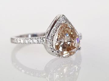 Cocktailring - 18 karaat Witgoud - 1.47ct. tw. Diamant