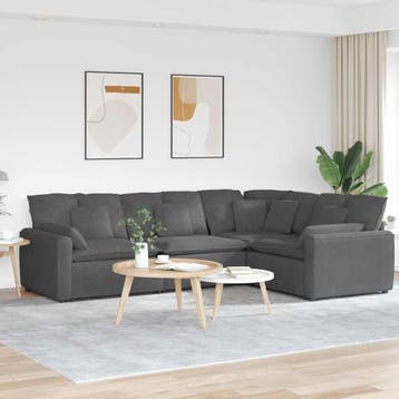 vidaXL Modulaire bank met kussens corduroy stof donkergrijs, Verzenden, Nieuw