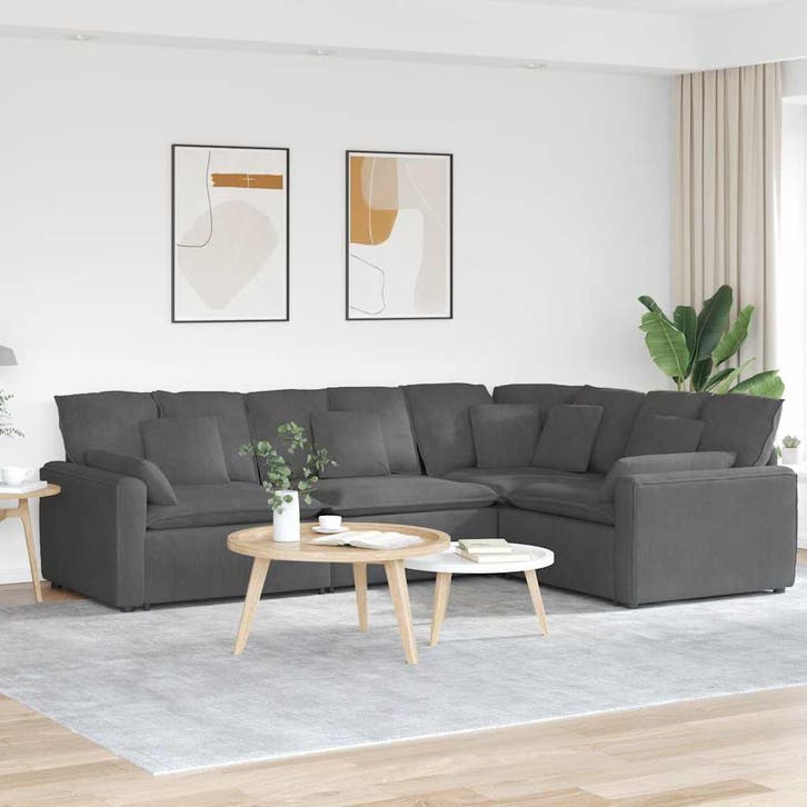 vidaXL Modulaire bank met kussens corduroy stof donkergrijs, Huis en Inrichting, Zetels | Voetbanken en poefs, Nieuw, Verzenden