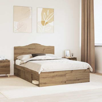 vidaXL Bedframe Ambachtelijk Eiken 150 x 200 cm Massief, Verzenden, Nieuw