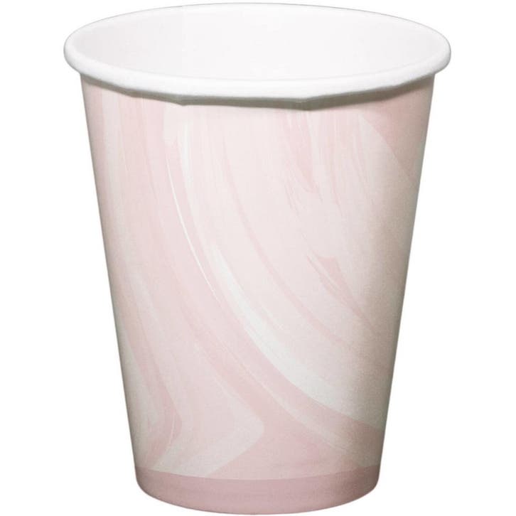 Roze Bekers Marmer 250ml 6st, Hobby en Vrije tijd, Feestartikelen, Nieuw, Verzenden