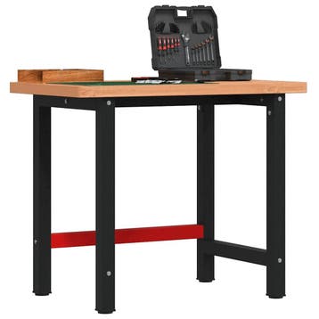 vidaXL Werkbank rechthoekig 100x60x83 cm massief beukenhout, Doe-het-zelf en Bouw, Werkbanken, Verzenden, Nieuw
