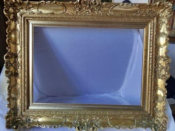Cadre- baroque - Bois à feuille dor, lumière tamisée, 50 ×