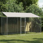 vidaXL Hondenkooi met dak Zilver 400 x 200 x 256 cm Staal en, Dieren en Toebehoren, Verzenden, Nieuw