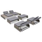 vidaXL 5-delige Loungeset met kussens poly rattan grijs, Tuin en Terras, Tuinsets en Loungesets, Verzenden, Nieuw, Loungeset