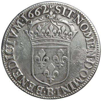 France. Louis XIV (1643-1715). 1/2 Écu 1662 B Rouen (Sans