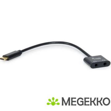 Equip 133469 audio kabel 0,15 m USB C 2 x 3.5mm Zwart, Verzenden