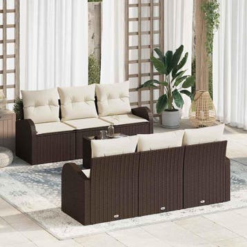 vidaXL Tuinbank Set 7 st Bruin poly rattan, Verzenden