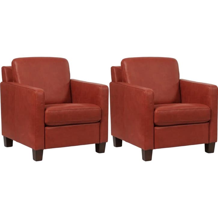 Set van 2 Leren fauteuils Smart - Vintage Burgundy (rood) -, Maison & Meubles, Fauteuils, Enlèvement ou Envoi