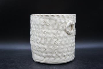 Chawan - Pichet d’eau gravé d’un waka, réalisé par Otagaki