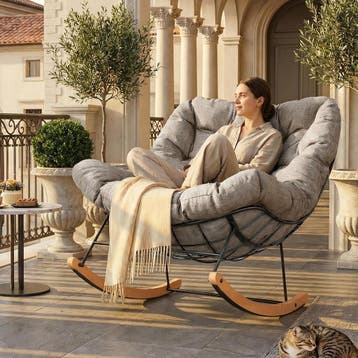 Schommelstoel - Fauteuil met armleuning - Relaxfauteuil - Re, Maison & Meubles, Verzenden