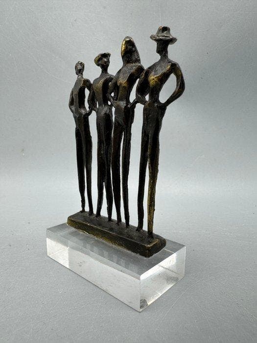 sculptuur, Expressief verbronsd beeld – vier gestileerde, Antiquités & Art, Curiosités & Brocante