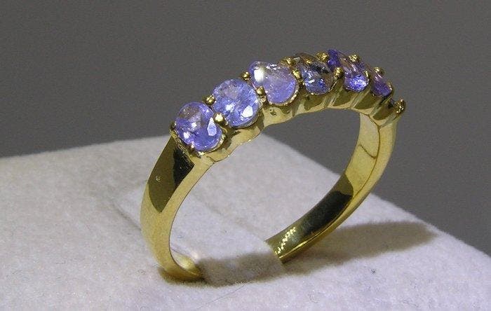 Tanzaniet ring - Hoogte: 23.2 mm - Breedte: 21.8 mm- 3 g -, Collections, Minéraux & Fossiles