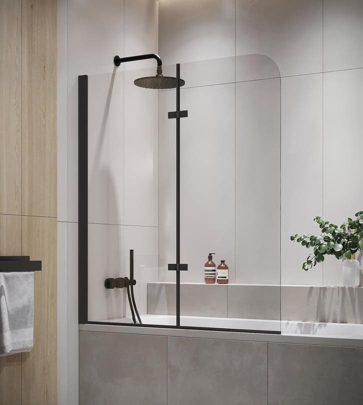 Badwand Austin 100 x 140 cm Zwart Badscherm Draaibaar 5 mm, Doe-het-zelf en Bouw, Sanitair, Nieuw, Verzenden
