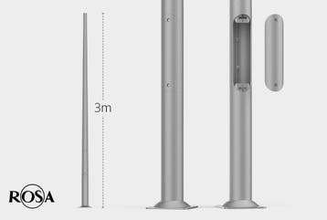 3m Aluminium lantaarnpaal met voetplaat - Conisch, Top 60mm, Verzenden
