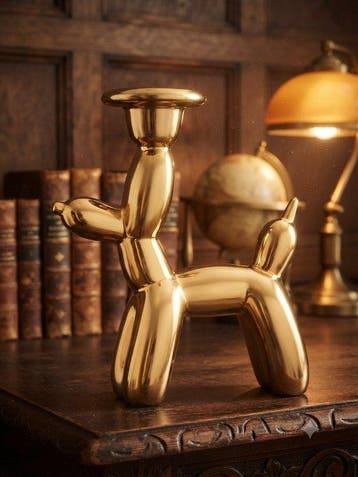 Figuur - Ballonhund Kerzenhalter - Verguld, Keramiek, Nieuw