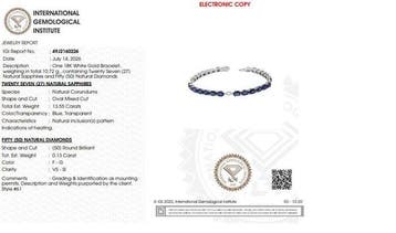 Bracelet - 18 carats Or blanc - 13.68ct. tw. Saphir -