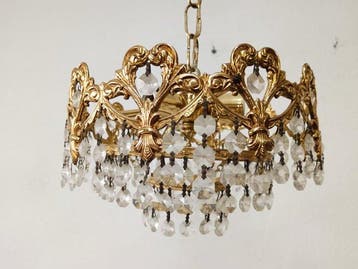 Lamp - Vintage plafondlamp van geperforeerde messing en