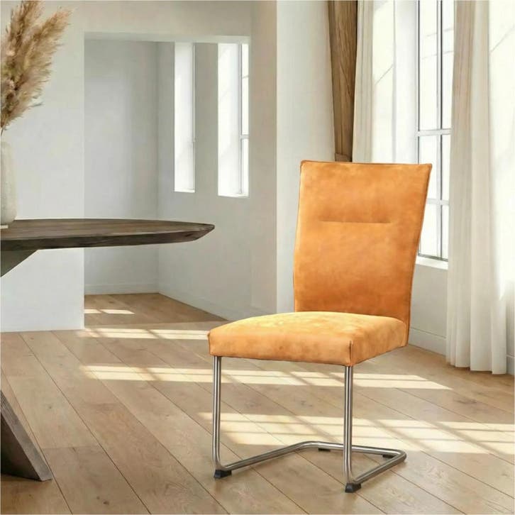 Leren eetkamerstoel Retro - Kenia Cognac (cognac) -, Maison & Meubles, Chaises, Enlèvement ou Envoi