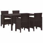 vidaXL Tuin Eettafel Set 5 pcs Bruin Polt riet, Verzenden, Nieuw