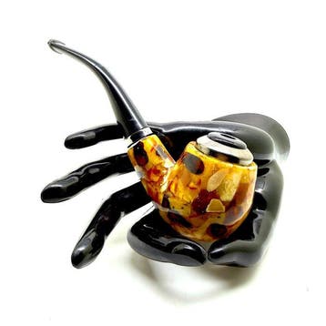 Pipe avec mosaïque dambre baltique naturel - Ambre - Baltic, Antiquités & Art