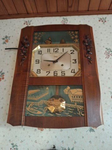 Horloge murale - Art déco Bois - 1950-1960 - Odo, Antiquités & Art, Antiquités | Horloges