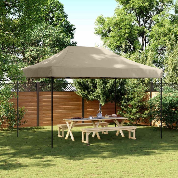 vidaXL Partytent Taupe 279 x 410 x 315 cm Oxford Stof, Tuin en Terras, Partytenten, Nieuw, Verzenden