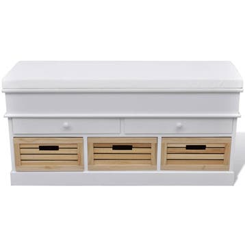vidaXL Opbergbankje/halbank met kussen, 2 lades en 3 kratten, Huis en Inrichting, Verzenden, Nieuw